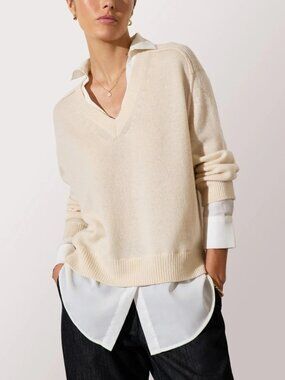 BROCHUWALKER The Looker Layered V-Neck Pre-layered, responsibly sourced cashmere
